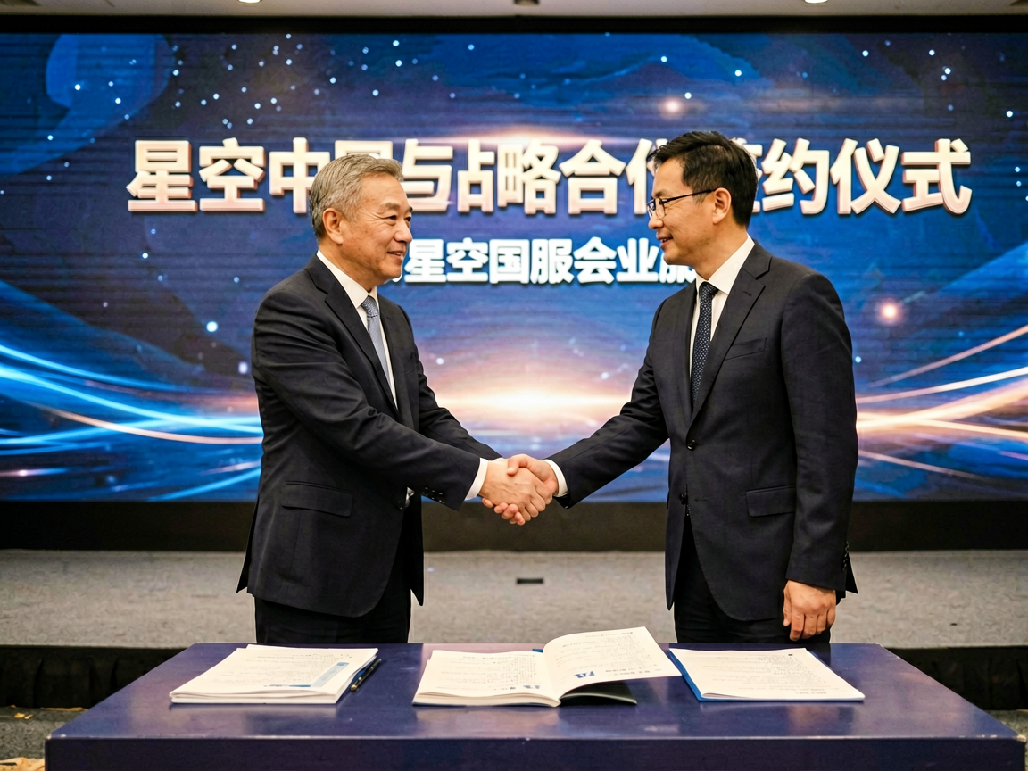 星空中国与战略合作伙伴签约仪式，双方代表握手合影